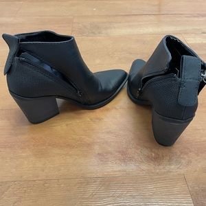 Black leather booties